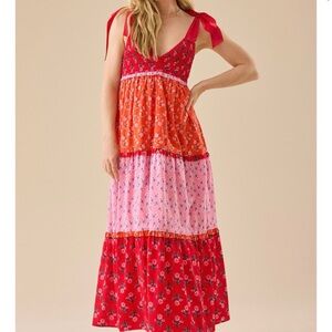 NEW Altar’d State Red and Pink Maxi Dress Size Small Cute for Valentines Day NWT
